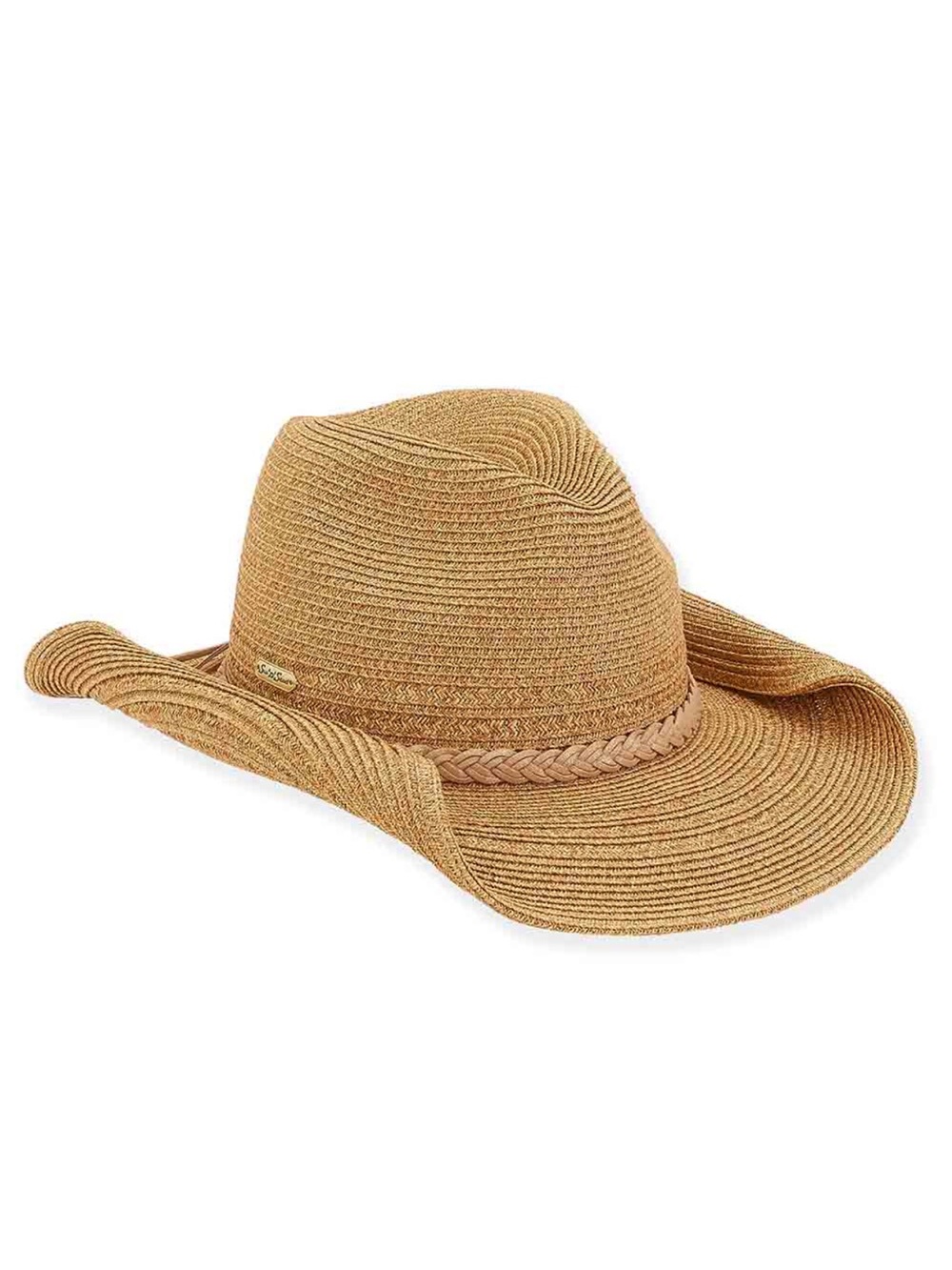 Metallic Braid Cowboy Sun 'N' Sand Hats - Tan